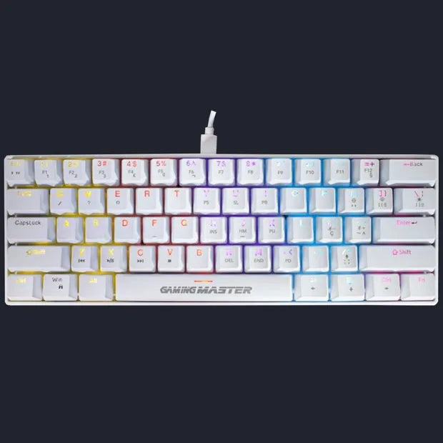 Teclado Mecânico K-MEX Spectral Fury White 60% Switch Blue, LED Rainbow - KBW88 - Branco