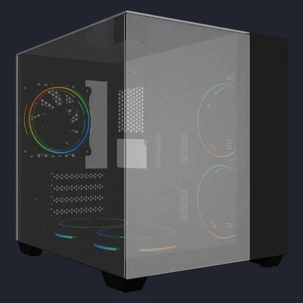 Gabinete Gamer Aquario Vegas BG-059, Vidro Espelhado, S/ Fan - Preto